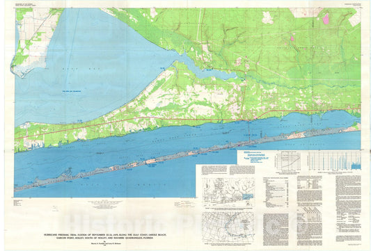 Map : Hurricane Frederic tidal floods of September 12-13, 1979, along the Gulf Coast, Oriol Beach, Garcon Point, Holley, South of Holley, 1980 Cartography Wall Art :