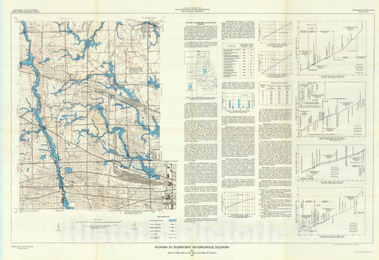 Map : Floods in Elmhurst quadrangle, Illinois, 1963 Cartography Wall Art :