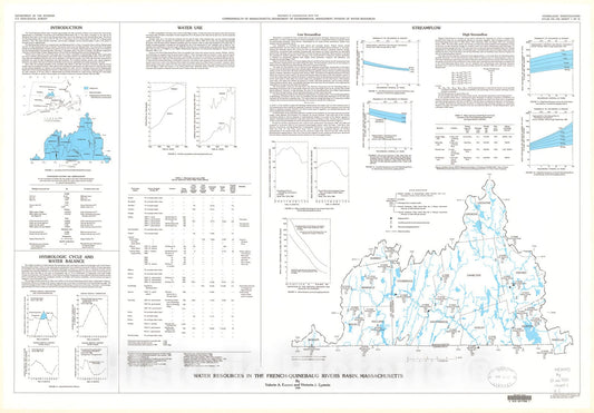 Map : Water resources in the French - Quinebaug Rivers Basin, Massachusetts, 1988 Cartography Wall Art :