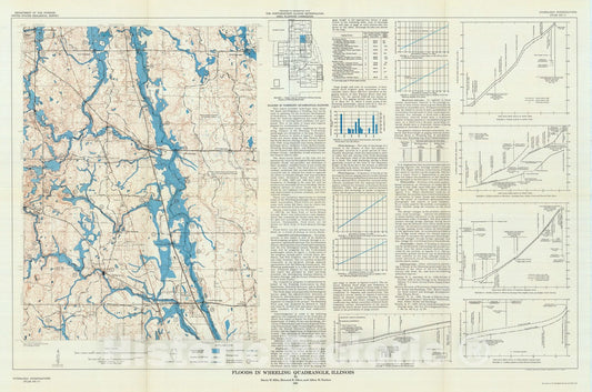 Map : Floods in Wheeling quadrangle, Illinois, 1963 Cartography Wall Art :