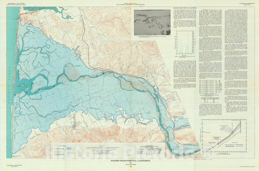 Map : Floods near Fortuna, California, 1963 Cartography Wall Art :