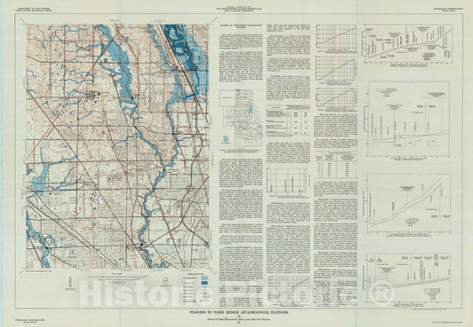 Map : Floods in the Park Ridge quadrangle, Illinois, 1964 Cartography Wall Art :
