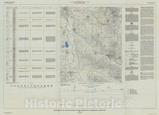 Map : Availability of ground water in the Farmington quadrangle, Kentucky, 1964 Cartography Wall Art :