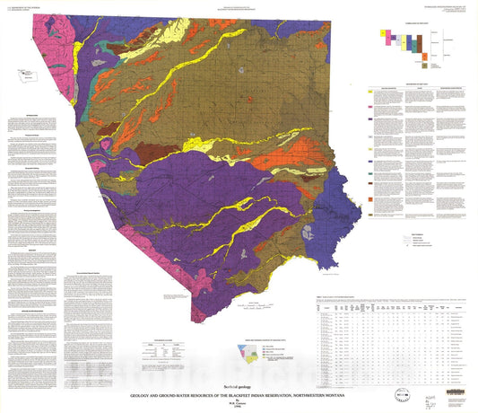 Map : Geology and ground-water resources of the Blackfeet Indian Reservation, northwestern Montana, 1996 Cartography Wall Art :