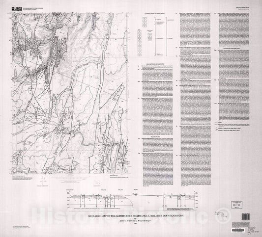 Map : Geologic map of the Alder Creek quadrangle, Malheur County, Oregon, 1998 Cartography Wall Art :