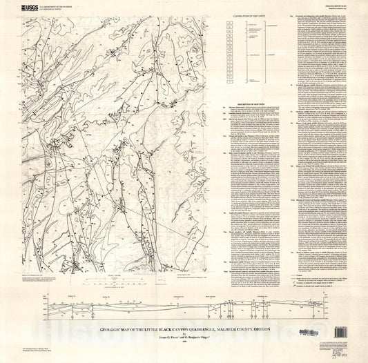 Map : Geologic map of the Little Black Canyon quadrangle, Malheur County, Oregon, 1998 Cartography Wall Art :