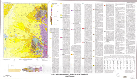 Map : Geologic map of the Pahroc Spring SE quadrangle, Lincoln County, Nevada, 1994 Cartography Wall Art :