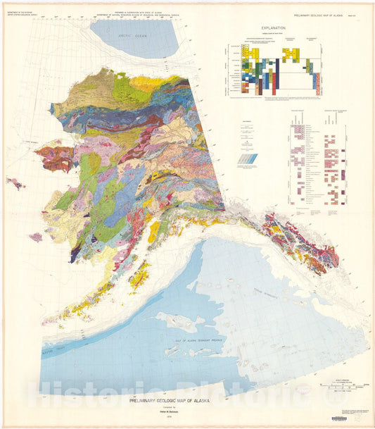 Map : Preliminary geologic map of Alaska, 1978 Cartography Wall Art :