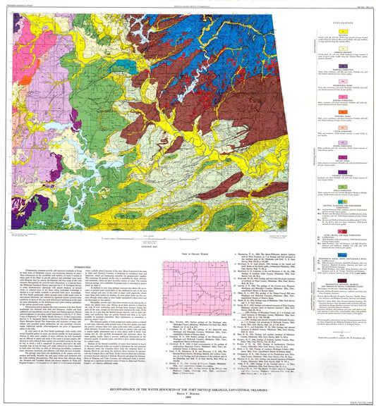 Map : Reconnaissance of the water resources of the Fort Smith quadrangle, east-central Oklahoma, 1969 Cartography Wall Art :