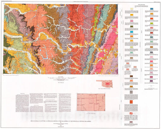 Map : Reconnaissance of the water resources of the Oklahoma City quadrangle, central Oklahoma, 1975 Cartography Wall Art :