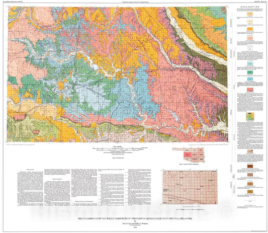 Map : Reconnaissance of the water resources of the Clinton quadrangle, west-central Oklahoma, 1976 Cartography Wall Art :
