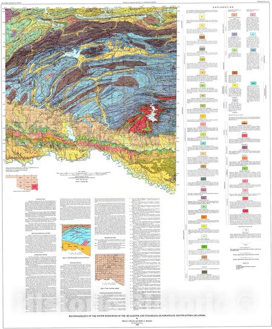 Map : Reconnaissance of the water resources of the McAlester and Texarkana quadrangles, southeastern Oklahoma, 1983 Cartography Wall Art :