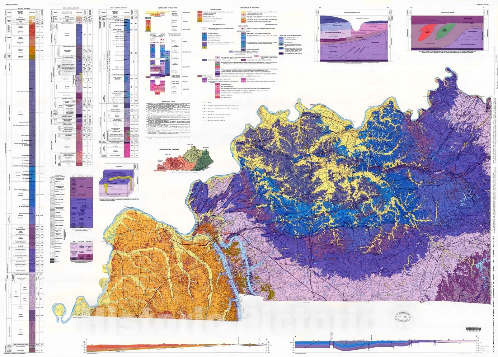 Map : Geologic map of Kentucky, 1981 Cartography Wall Art :
