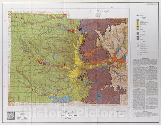 Map : Glacial map of Licking County, Ohio, 1966 Cartography Wall Art :