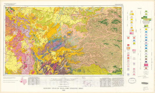 Map : Geologic atlas of Texas, Fort Stockton sheet (revised 1994), 1982 Cartography Wall Art :