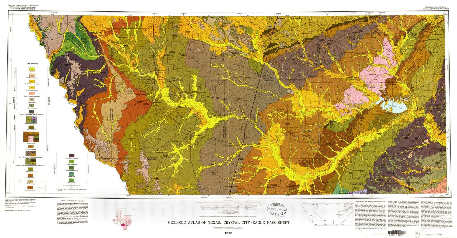 Map : Geologic atlas of Texas, Crystal City-Eagle Pass sheet, 1976 Cartography Wall Art :