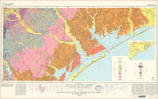 Map : Geologic atlas of Texas, Beeville-Bay City sheet (revised 1987), 1975 Cartography Wall Art :