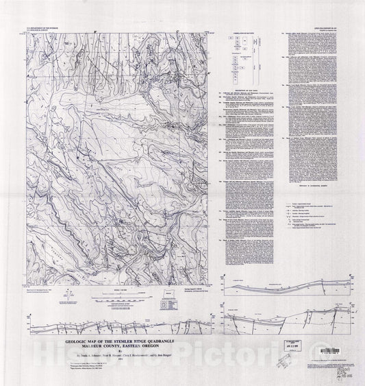 Map : Geologic map of the Stemler Ridge quadrangle, Malheur County, southeastern Oregon, 1998 Cartography Wall Art :