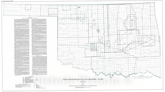 Map : Index to surface geologic mapping in Oklahoma (through 1976), 1981 Cartography Wall Art :