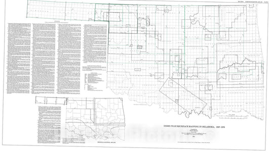 Map : Index to subsurface mapping in Oklahoma (1967-1976), 1981 Cartography Wall Art :