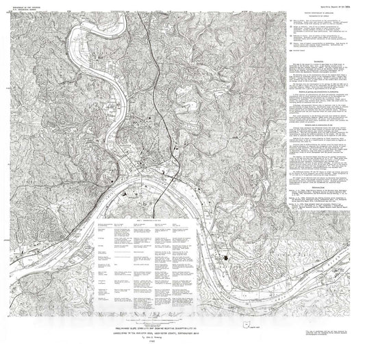 Map : Preliminary slope stability map showing relative susceptibility to landsliding in the Marietta area, Washington County, southeastern Ohio, 1985 Cartography Wall Art :