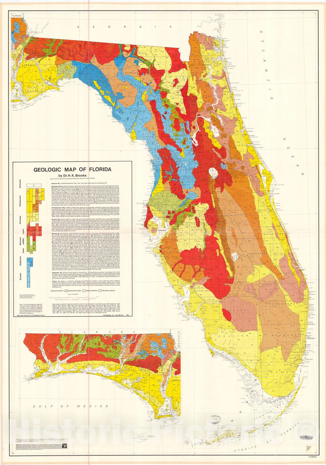 Map : Geologic map of Florida, 1981 Cartography Wall Art :