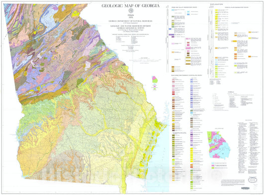 Map : Geologic map of Georgia, 1976 Cartography Wall Art :