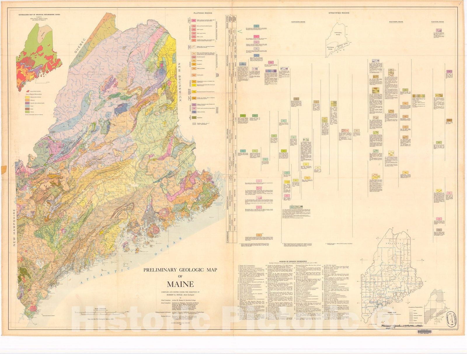Map : Preliminary geologic map of Maine, 1967 Cartography Wall Art :