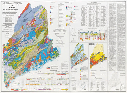 Map : Bedrock geologic map of Maine, 1985 Cartography Wall Art :