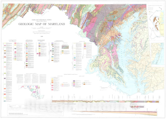 Map : Geologic map of Maryland, 1968 Cartography Wall Art :