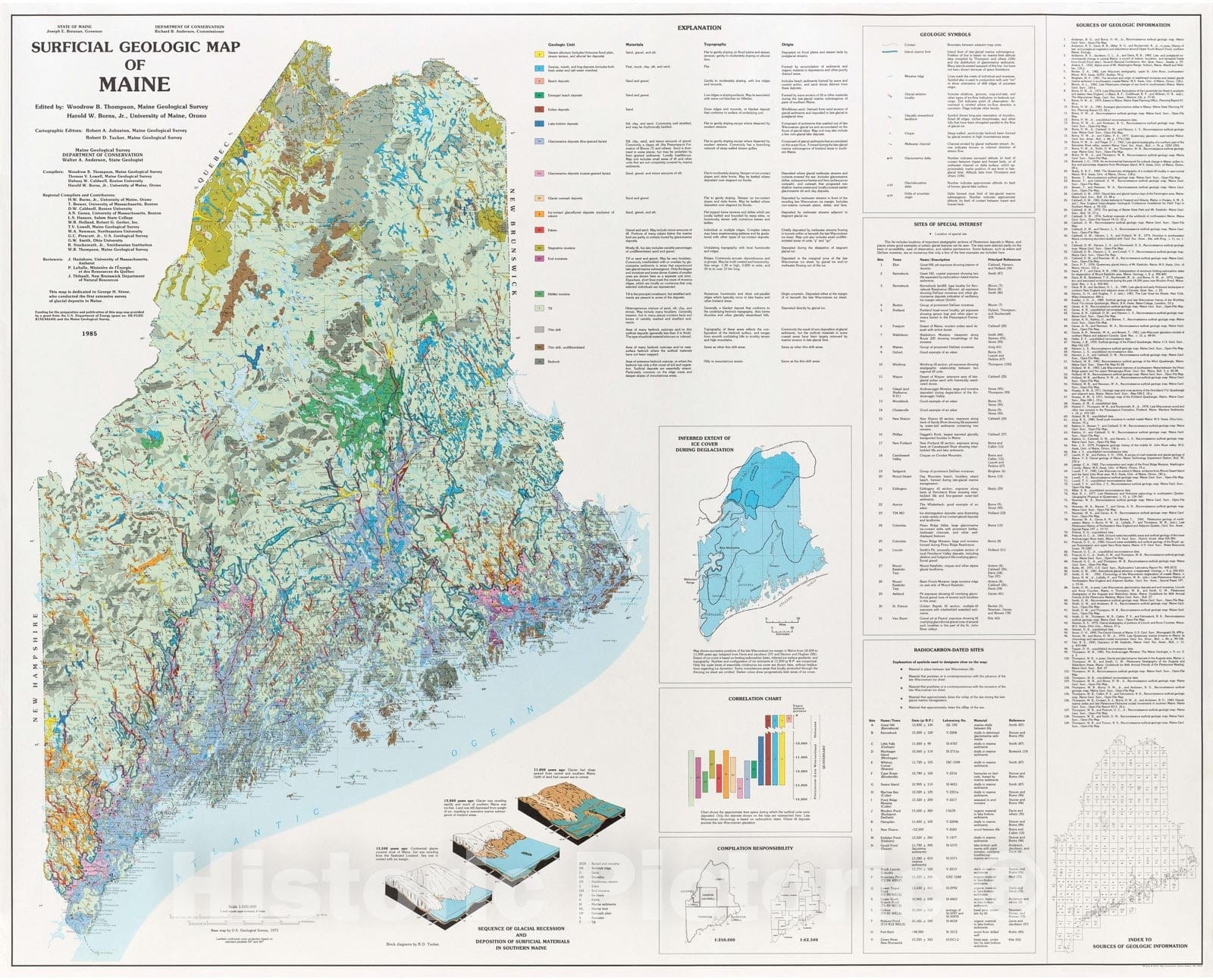Map : Surficial geologic map of Maine, 1985 Cartography Wall Art :