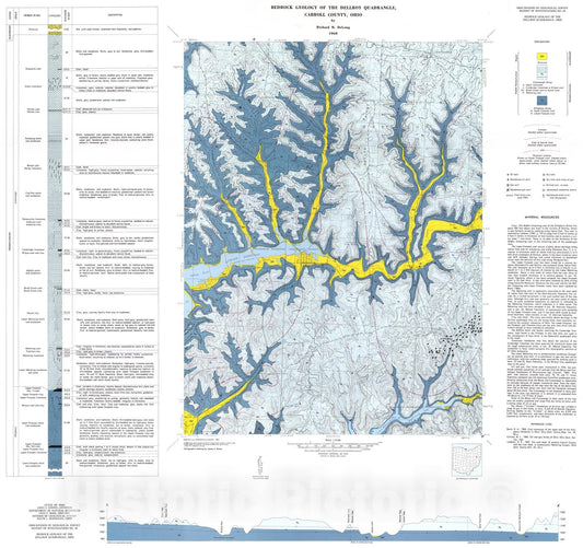 Map : Bedrock geology of the Dellroy quadrangle, Carroll County, Ohio, 1968 Cartography Wall Art :