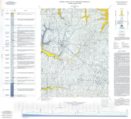 Map : Bedrock geology of the Carrollton quadrangle, Carroll County, Ohio, 1969 Cartography Wall Art :