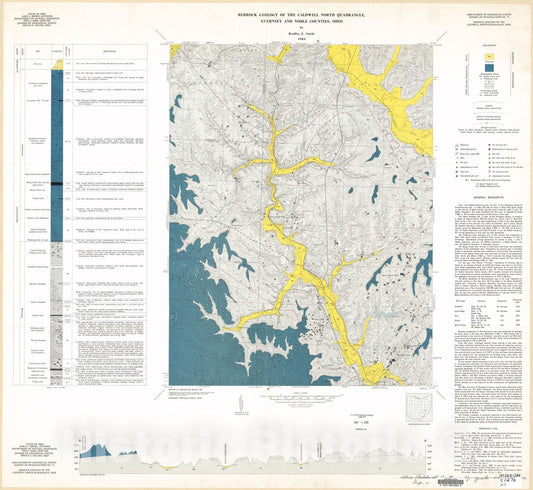 Map : Bedrock geology of the Caldwell North quadrangle, Guernsey and Noble Counties, Ohio, 1969 Cartography Wall Art :