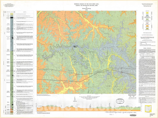Map : Bedrock geology of the Flint Ridge area, Licking and Muskingum Counties, Ohio, 1972 Cartography Wall Art :