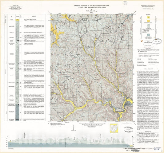 Map : Bedrock geology of the Bergholz quadrangle, Carroll and Jefferson Counties, Ohio, 1972 Cartography Wall Art :