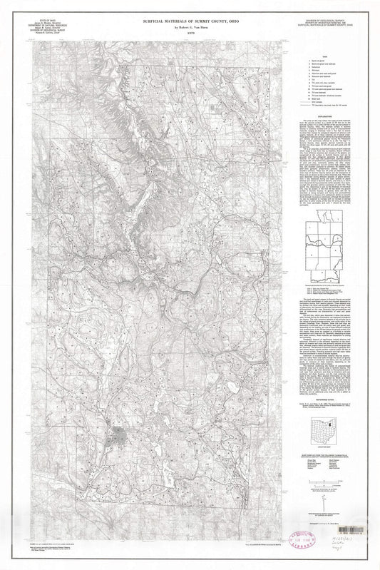 Map : Surficial materials of Summit County, Ohio, 1979 Cartography Wall Art :