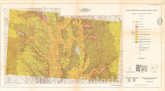 Map : Glacial geology of Champaign County, Ohio, 1979 Cartography Wall Art :
