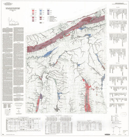 Map : Sand and gravel resources of Ashtabula County, Ohio, 1985 Cartography Wall Art :