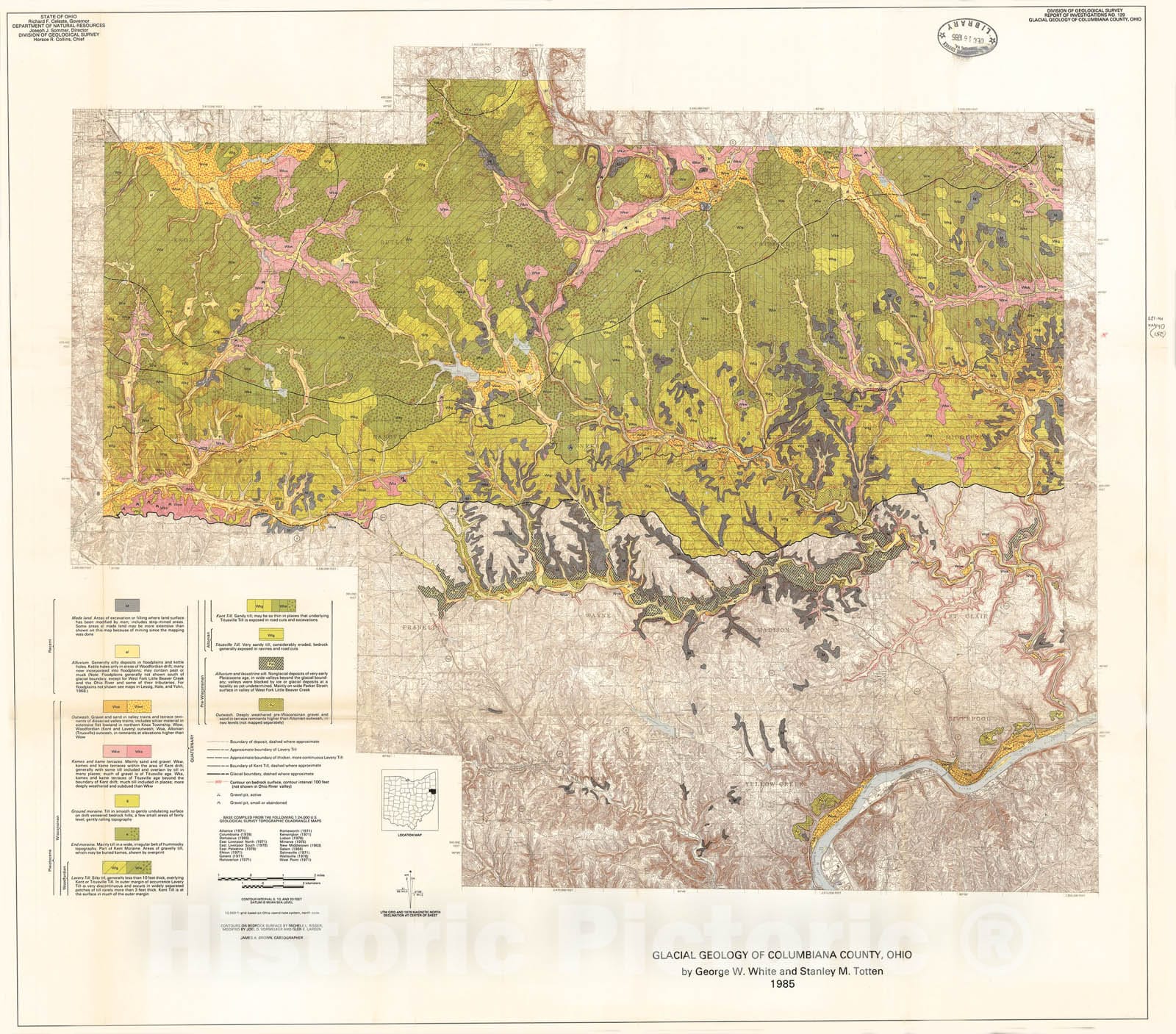 Map : Glacial geology of Columbiana County, Ohio, 1985 Cartography Wall Art :
