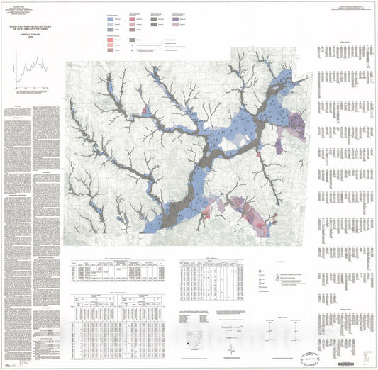 Map : Sand and gravel resources of Butler County, Ohio, 1986 Cartography Wall Art :