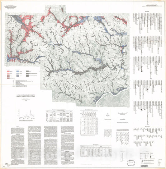 Map : Sand and gravel resources of Columbiana County, Ohio, 1986 Cartography Wall Art :