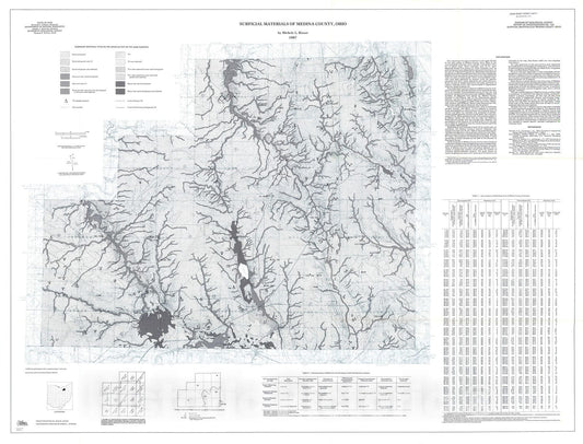 Map : Surficial materials of Medina County, Ohio, 1987 Cartography Wall Art :