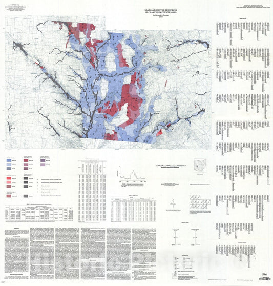 Map : Sand and gravel resources of Champaign County, Ohio, 1987 Cartography Wall Art :