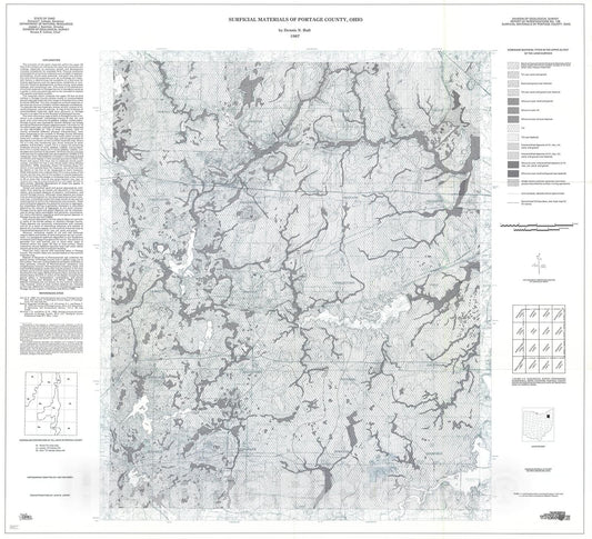 Map : Surficial materials of Portage County, Ohio, 1987 Cartography Wall Art :