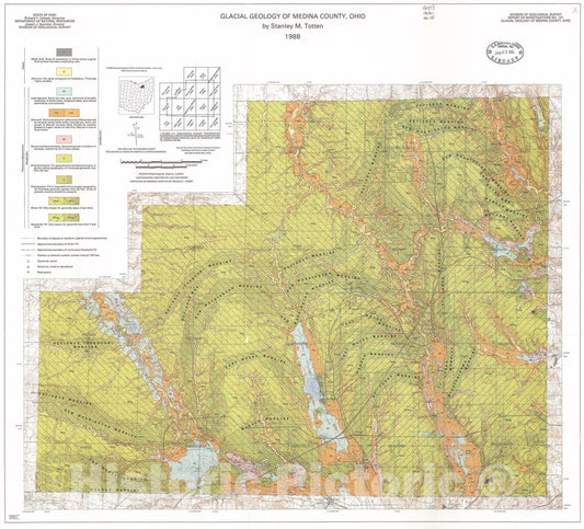 Map : Glacial geology of Medina County, Ohio, 1988 Cartography Wall Art :