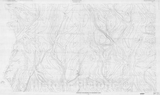 Map : Bedrock topography of northwest Iowa, 1985 Cartography Wall Art :