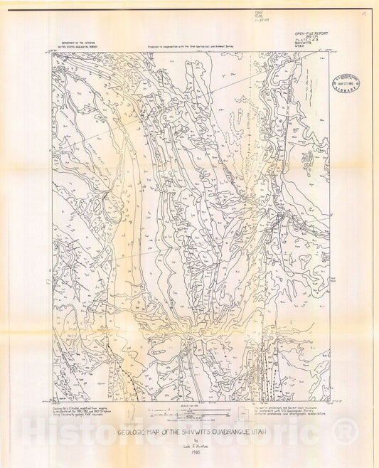 Map : Geologic map of the Shivwits and West Mountain Peak quadrangles Washington County, Utah, 1985 Cartography Wall Art :