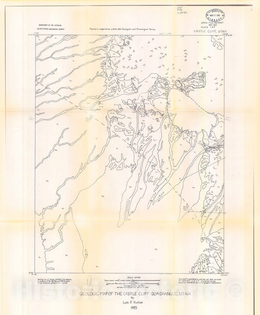 Map : Geologic map of the Castle Cliff and Jarvis Peak quadrangles, Washington County, Utah, 1985 Cartography Wall Art :