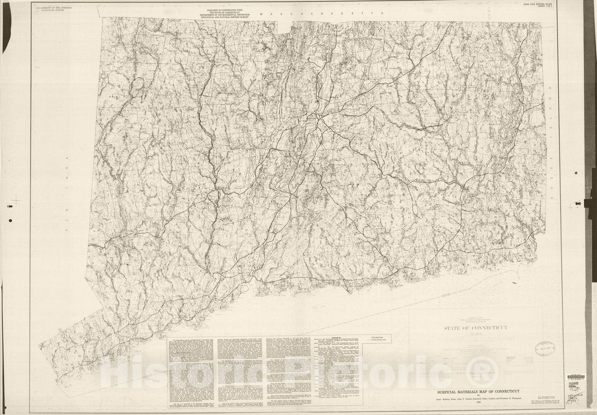 Map : Surficial materials map of Connecticut, 1985 Cartography Wall Art :